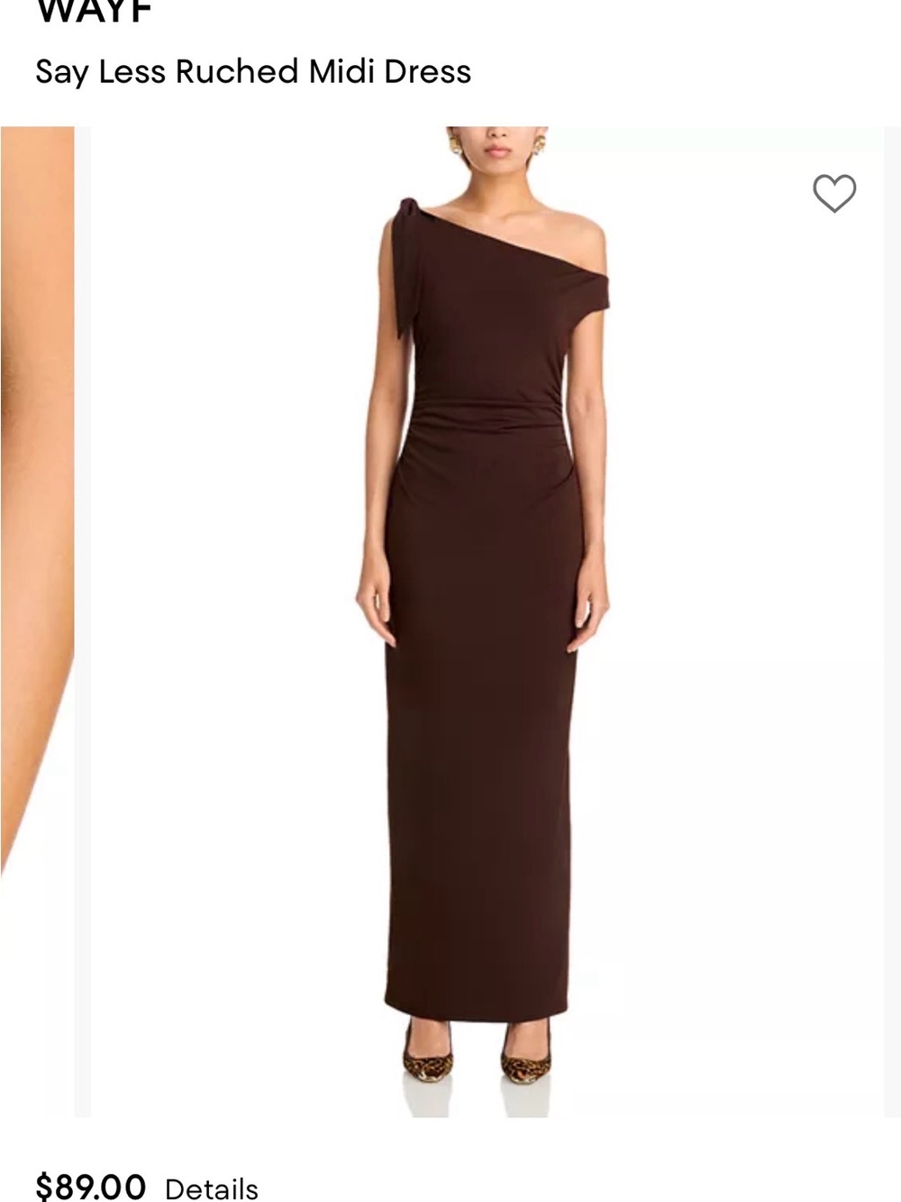 Wayf Brown One-Shoulder Draped Maxi Dress